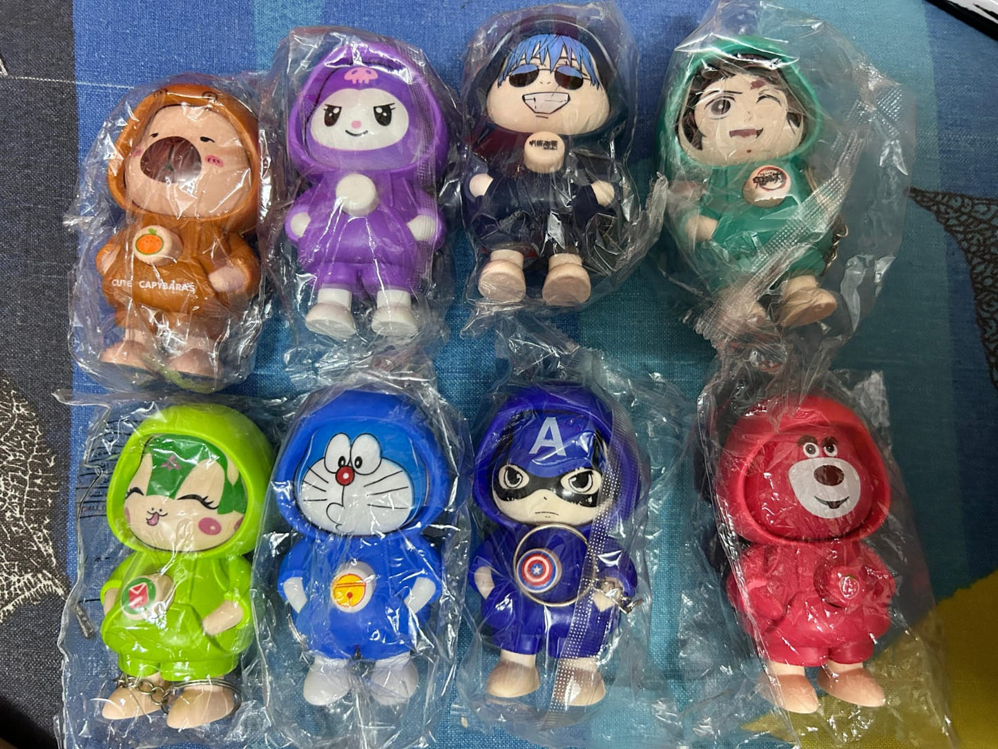 face changing cartoon character keychains